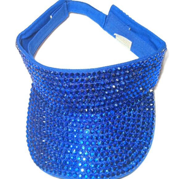 SAPPHIRE RICH NAVY BLUE RHINESTONE SUN VISOR - Picture 7 of 16